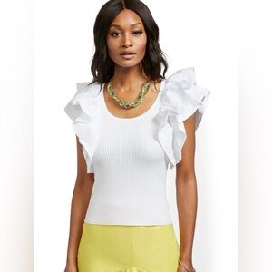 NY&CO Ruffled-Sleeve Sweater - 7th Avenue Size Small